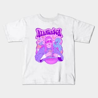 Ayahuasca Shaman preparing medicinal plant Kids T-Shirt